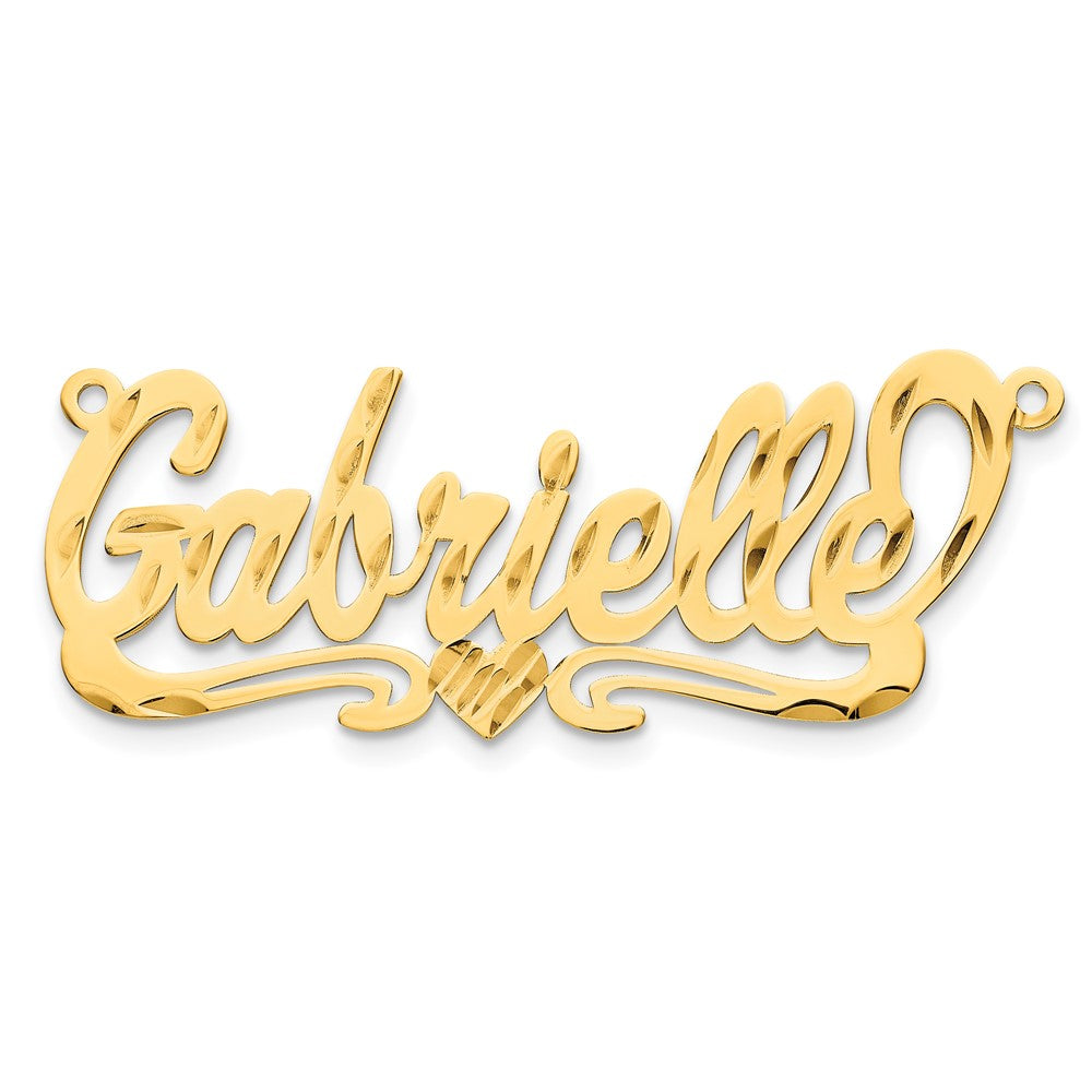 10k Yellow Gold Diamond-cut Heart Name Plate