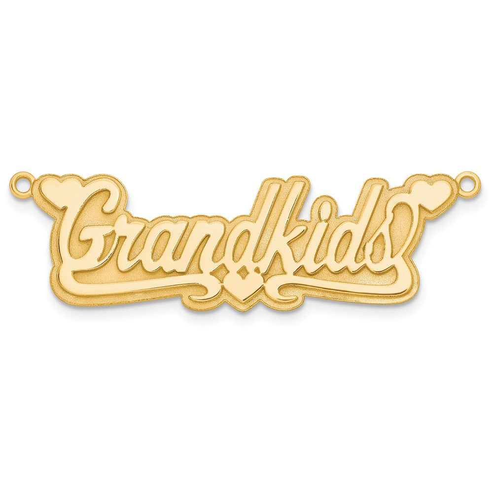 10k Yellow Gold 3D Polished Hearts Name Plate
