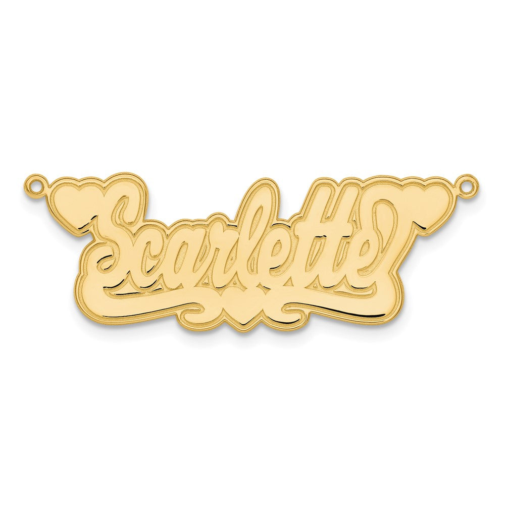 10k Yellow Gold Etched Hearts Name Plate
