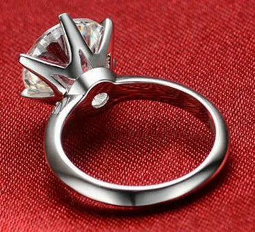 3 Ct Vvs1 White Round Moissanite Diamond Engagement Ring Sterling Silver Size 8 ABC Jewelery