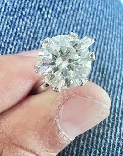 3 Ct Vvs1 White Round Moissanite Diamond Engagement Ring Sterling Silver Size 8 ABC Jewelery