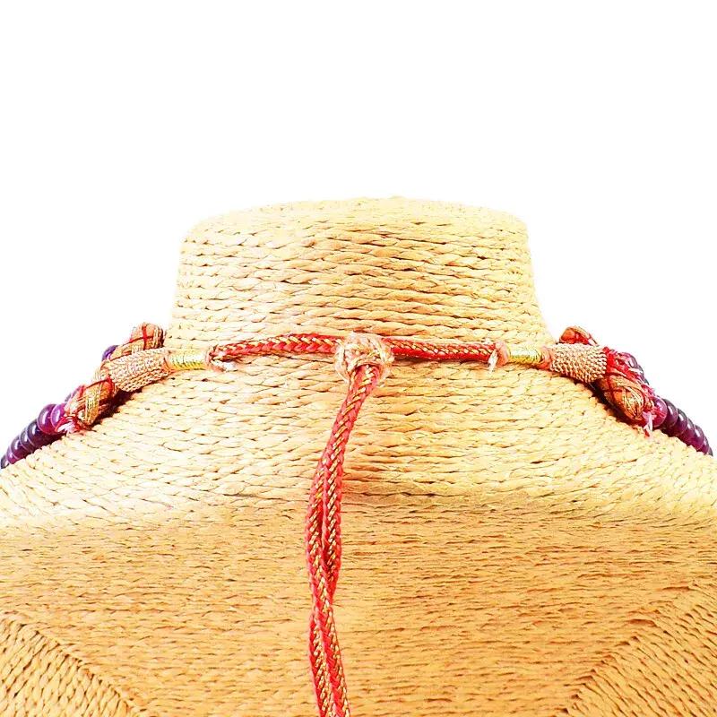 575.00 Cts Earth Mined 5 Strand Red Ruby Round Shape Beads Necklace NK 04E122 ABC Jewelery