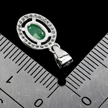 925 Sterling Silver Pendant Oval Emerald 7x5mm Natural Gemstone Jewelry ABC Jewelery