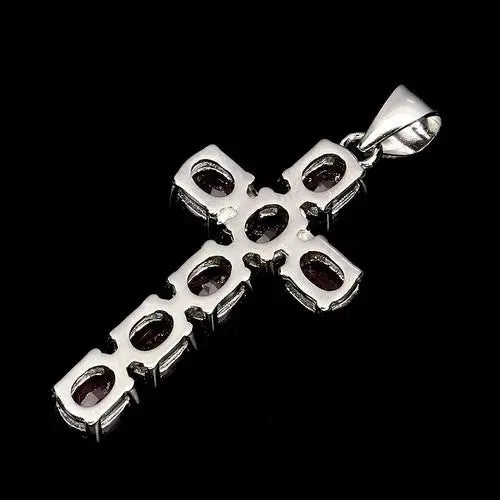 925 Sterling Silver Pendant Oval Ruby 5x4mm Cross Natural Gemstone Jewelry ABC Jewelery