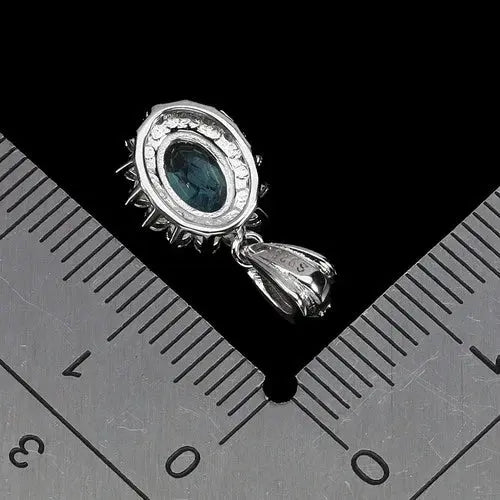 925 Sterling Silver Pendant Oval Swiss Blue Topaz 7x5mm Natural Gemstone Jewelry ABC Jewelery