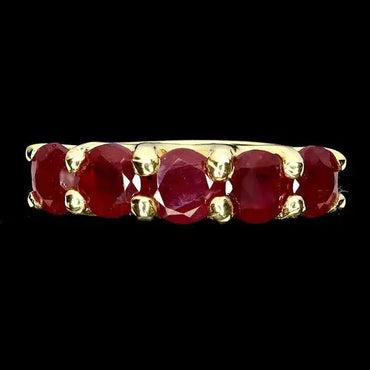 925 Sterling Silver Ring Round Ruby 5mm Natural Gemstone Jewelry Size 7 ABC Jewelery