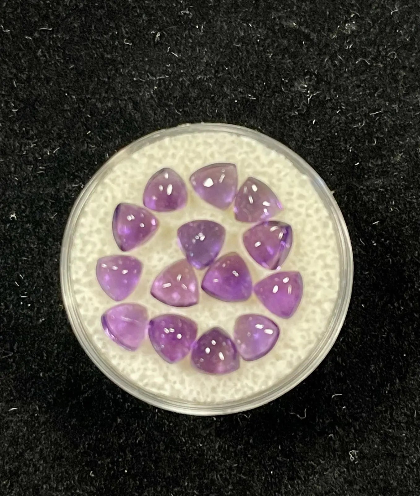 AAA+ Certified 14 Pieces, Purple Amethyst Hearts(Trillion Cab) Shaped Brazil Gemstone Weight 6.5 Ct. Size 5 mm. ABC Jewelries