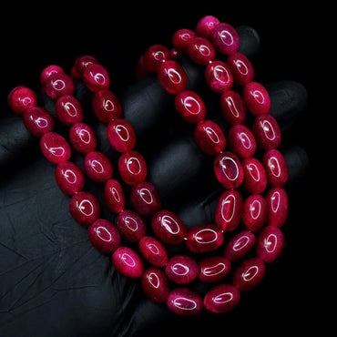 AAA+ Certified Quality 3 Strand 800 Cts Red Ruby Enhanced Most Beautiful Necklace Jewelery VK 17 E596 ABC Jewelery