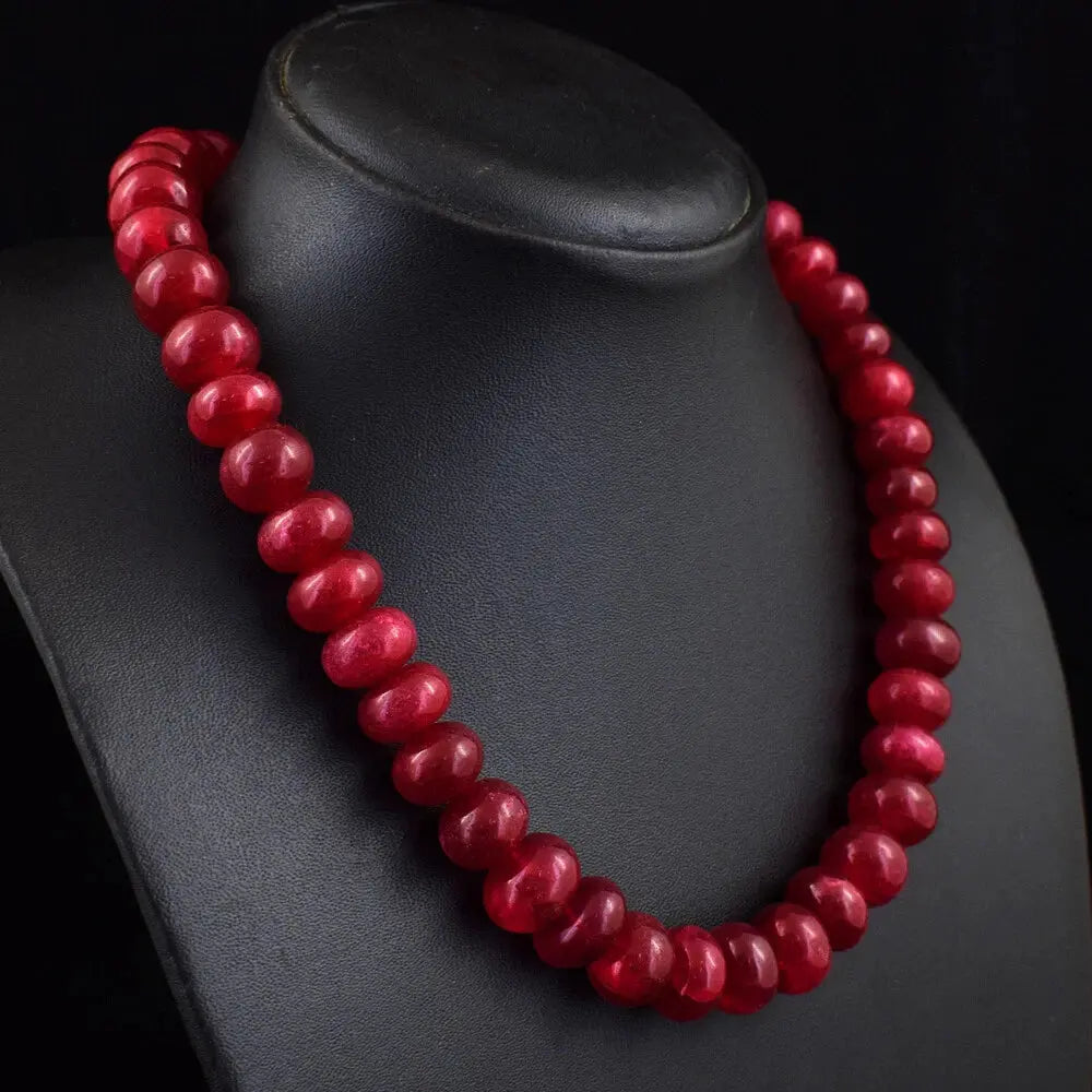 AAA+ Certified Quality 691 Cts Earth Mined Red Ruby Rondelle Beads Womens Necklace Jewelry JK 30E386 ABC Jewelery
