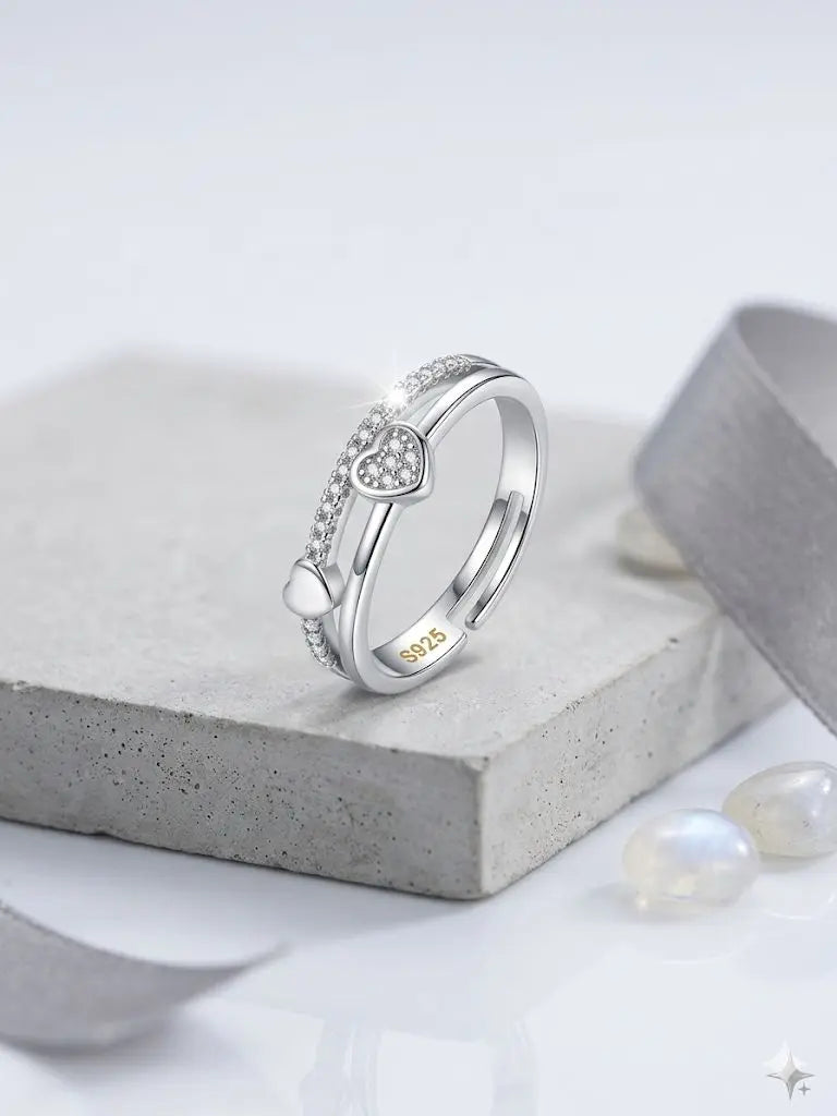 AAA+ Certified, Quality Silver - 925, Gem AAA Zirconia, Size Adjustable, Weight 2.gm., ABC-SJ55
