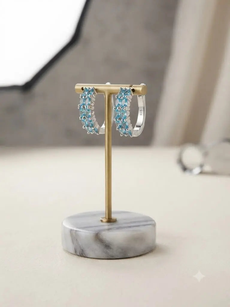 AAA+ Certified, Quality Sterling Silver-925, Gem zirconia, Hoop Earrings, Weight 3.7gm, ABC-65262-3