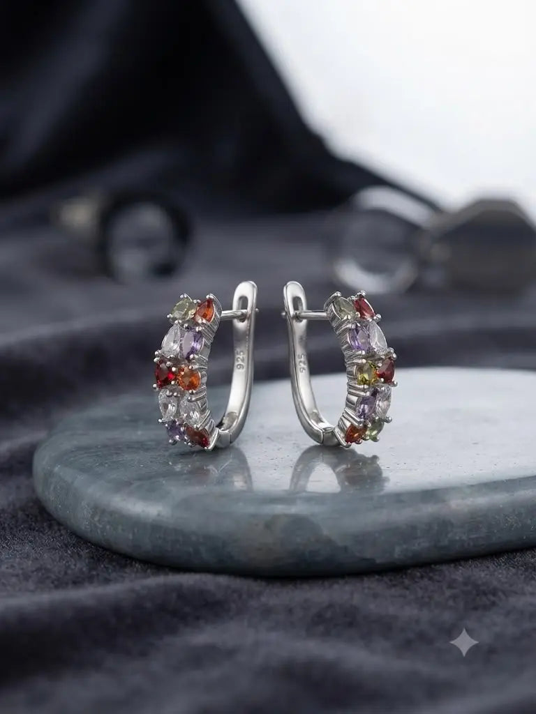 AAA+ Certified, Quality Sterling Silver-925, Gem zirconia, Hoop Earrings, Weight 6.4gm, ABC-65262-2