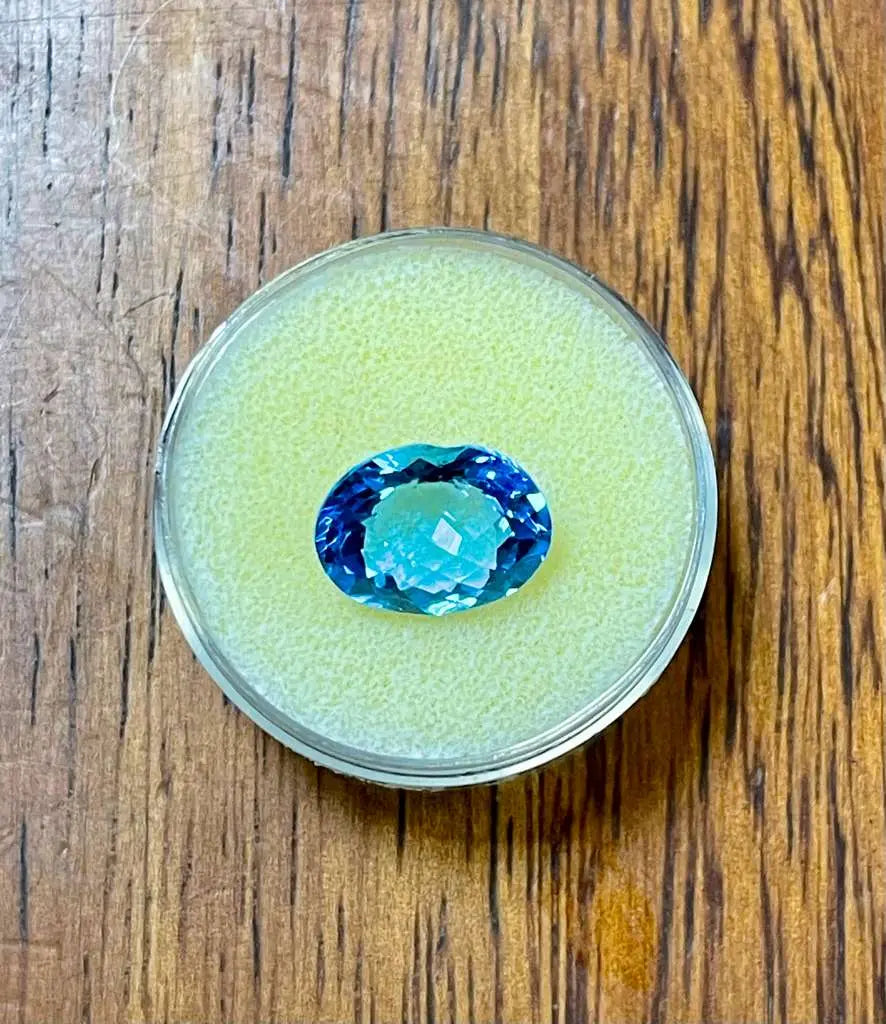 AAA+ Natural Gemstones (3.94 Carats), Aqua Blue Color with Indian Garnet ABC Jewelries