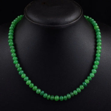 AAA+ Quality 171 Cts Earth Mined Green Emerald Round Shape Beads Womens Necklace ABC Jewelery