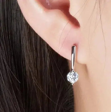 AAA+ Quality 2.14Ct Vvs-1+.Ice White Real Moissanite Diamond Dangle Silver Earrings ABC Jewelery