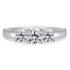 AAA+ Quality 3 Stone 2.51 Ct Vvs1 Near White Round Moissanite Diamond Wedding 925 Silver Ring ABC Jewelery