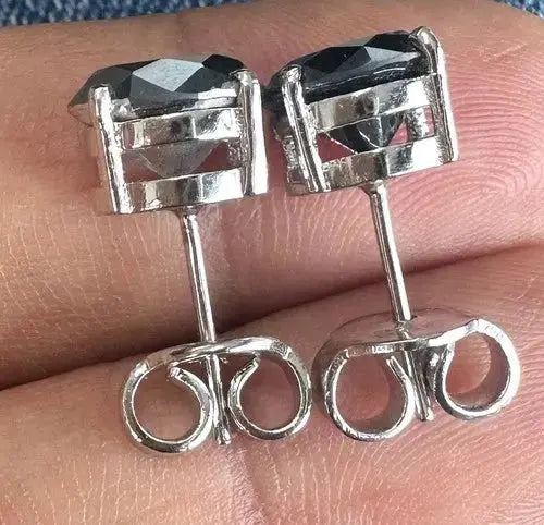 AAA+ Quality 4 Ct Mens/Ladies Black Color Moissanite Stud Fashion Earrings Sterling Silver ABC Jewelery