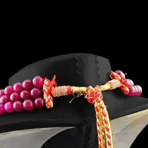 AAA+ Quality AMAZING 575.00 CTS EARTH MINED ENHANCED RUBY ROUND SHAPE BEADS NECKLACE (RS) ABC Jewelery