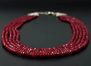 AAA+ Quality Royal 353 Cts Earth Mined Enhanced Ruby Round Cut Beads Necklace ABC Jewelery