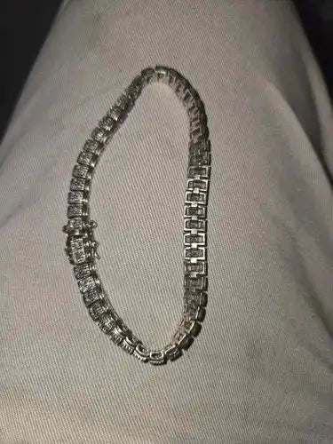 AAA+ Quality Vintage Dimond Patterned Gold over Sterling Tennis Bracelet 7.5inch W32 ABC Jewelery