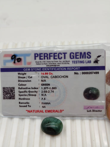 A+ QUALITY OVAL CABOCHON NATURAL EMERALD, GREEN COLORED, INDIAN GEMSTONE, WEIGHT 16.8 CTS ABC Jewelries
