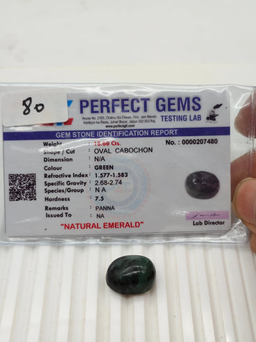 A+ QUALITY OVAL CABOCHON NATURAL EMERALD, GREEN COLORED, INDIAN GEMSTONE, WEIGHT 18.6 CTS ABC Jewelries