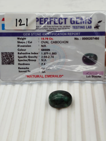 A+ QUALITY OVAL CABOCHON NATURAL EMERALD, GREEN COLORED, INDIAN GEMSTONE, WEIGHT 18.7 CTS ABC Jewelries