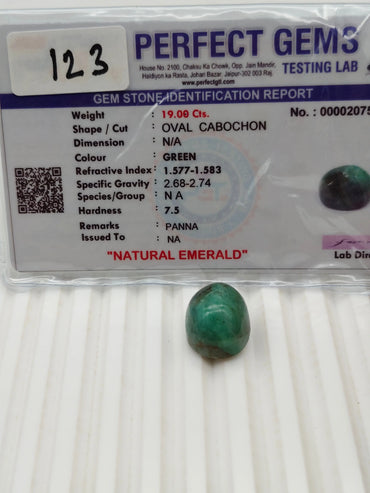 A+ QUALITY OVAL CABOCHON NATURAL EMERALD, GREEN COLORED, INDIAN GEMSTONE, WEIGHT 19 CTS ABC Jewelries