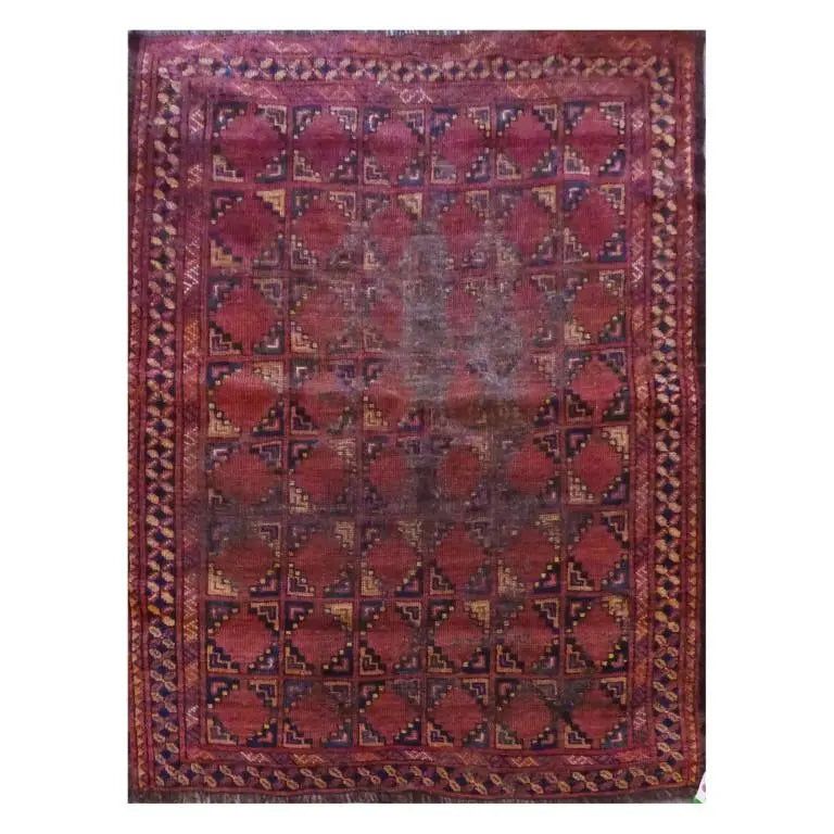 One Of The Kind Afghani Hand-Knotted Rug 4'2" x 4'3"