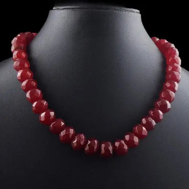 Amazing Cut Red Ruby 580.00 Cts Round Shape Beaded Necklace Jewelry ABC Jewelery