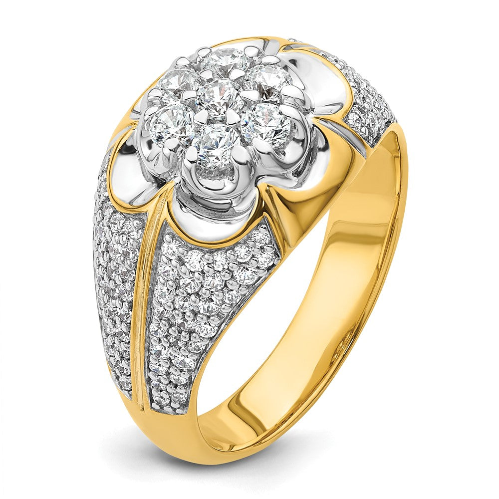 14k Two-Tone 1 1/4 ct Lab Grown Diamond VS/SI+ G+ Comp Men's Cluster Ring