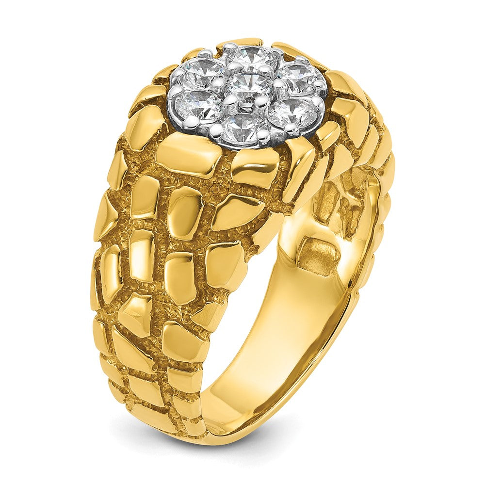 14k Two-Tone 1 ct Lab Grown Dia VS/SI+ G+ Textured Cluster Nugget Ring