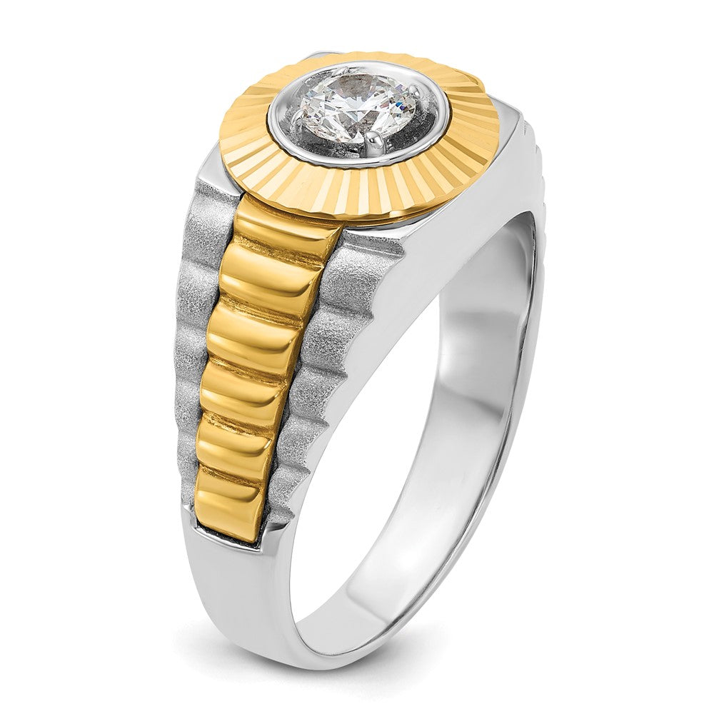 14k Two Tone 3/8 ct Lab Grown Diamond VS/SI+ G+ Complete Men's Ring