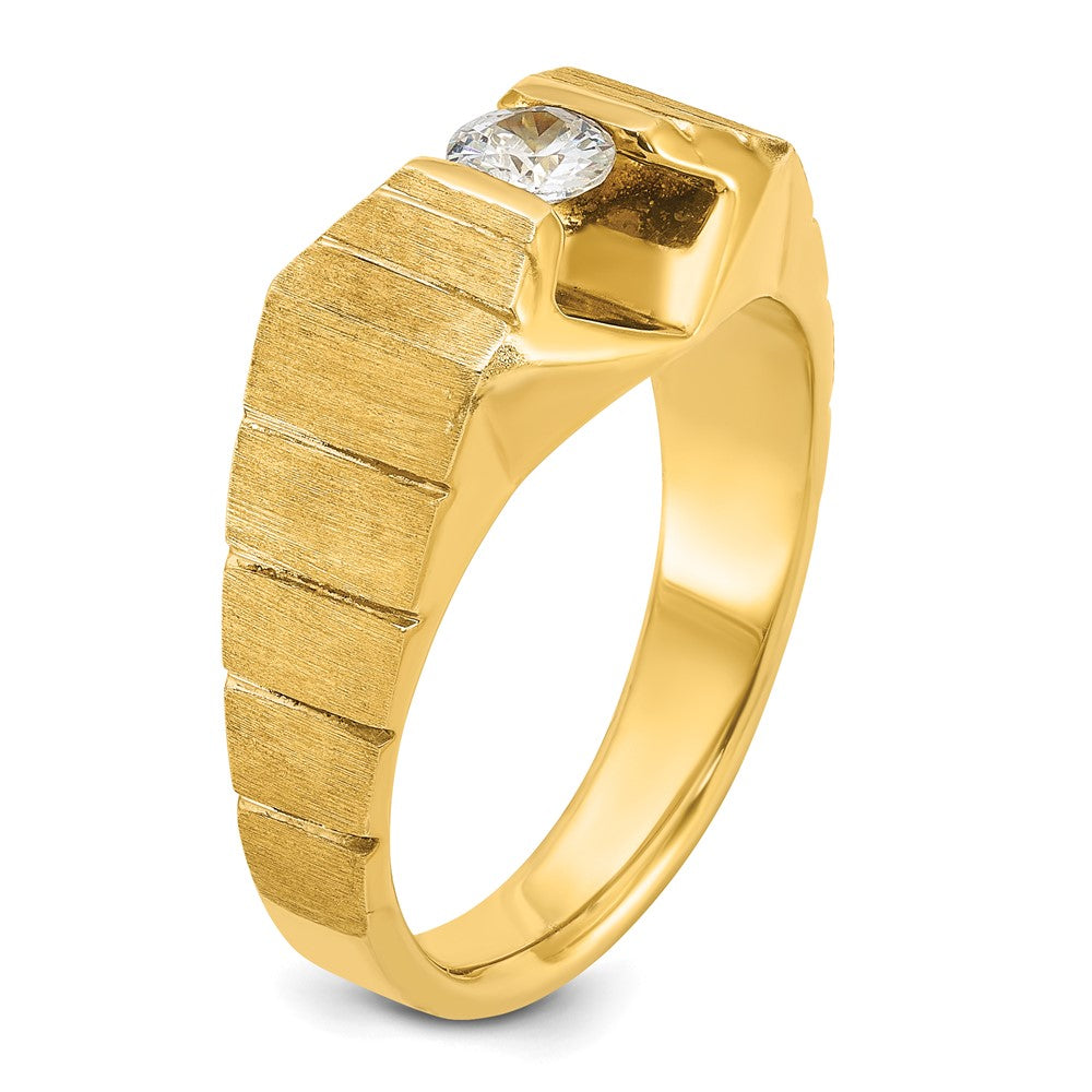 14k 1/3 carat Lab Grown Dia VS/SI+ G+ Comp Polished & Satin Men's Ring