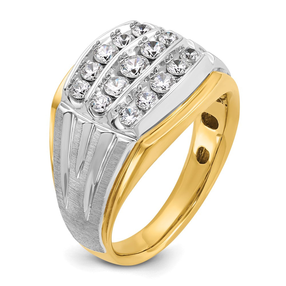 14k Two Tone 1 ct Lab Grown Diamond VS/SI+ G+ Men's Cluster Ring