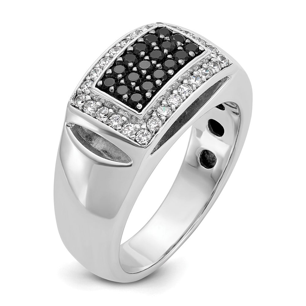 14kw 3/4 ct Lab Grown Dia VS/SI+ G+ & Black Dia Comp Rectangle Cluster Ring