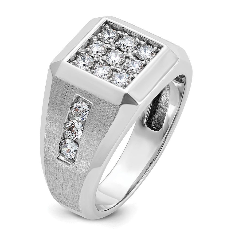 14k White Gold 1 ct Lab Grown Dia VS/SI+ G+ Comp Square Cluster Men's Ring