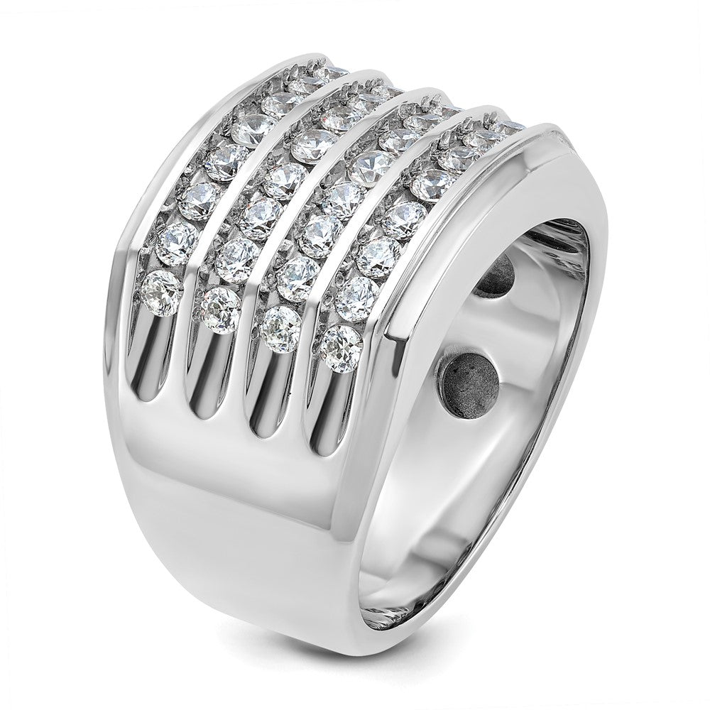 14k White Gold 1 5/8 ct Lab Grown Diamond VS/SI+ G+ 4 Row Men's Ring