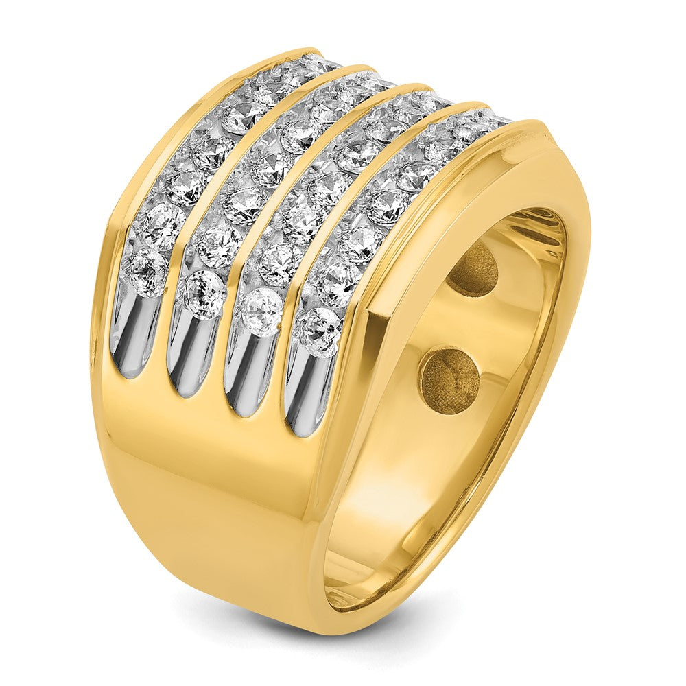 14k w/ White Rhodium 1 5/8 ct Lab Grown Dia VS/SI+ G+ 4 Row Men's Ring
