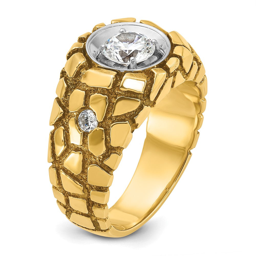 14k Two Tone 1 ct Lab Grown Diamond VS/SI+ G+ Complete Men's Nugget Ring