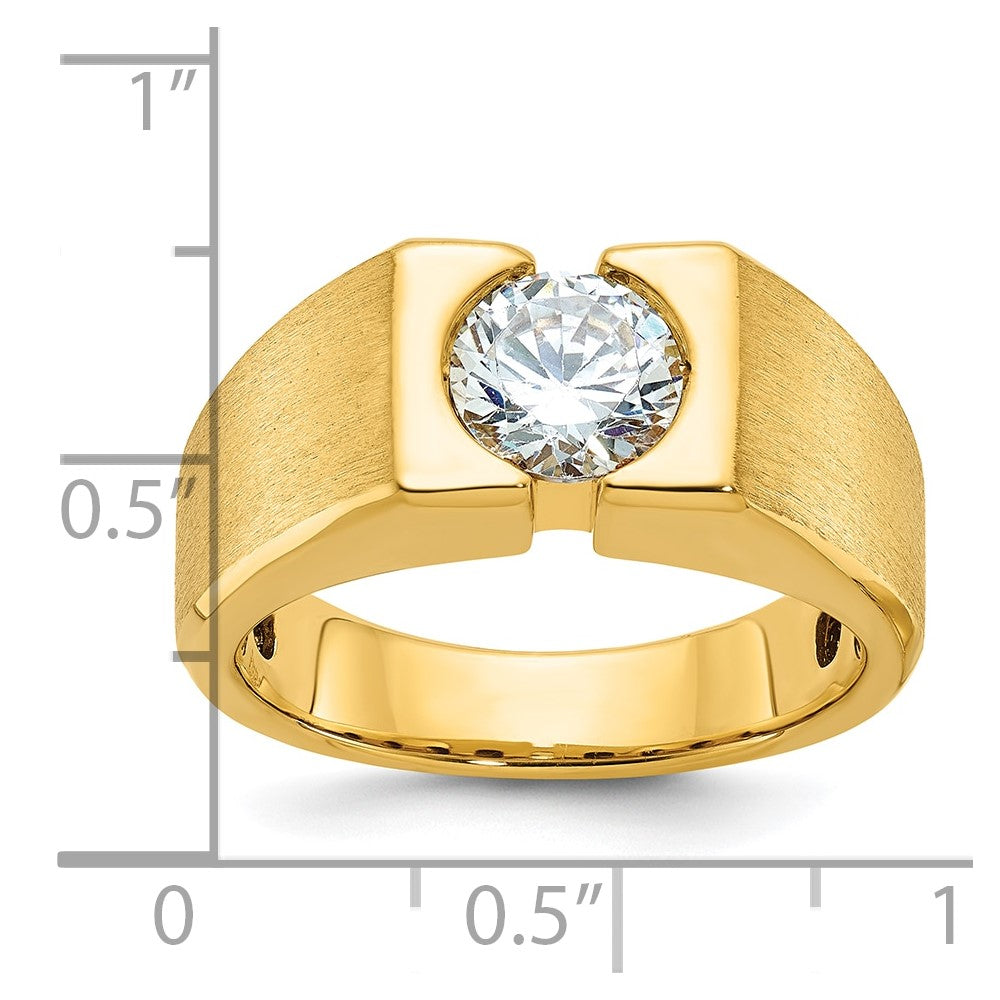 14k 1 ct Lab Grown Dia VS/SI+ G+ Complete Polished & Satin Men's Ring
