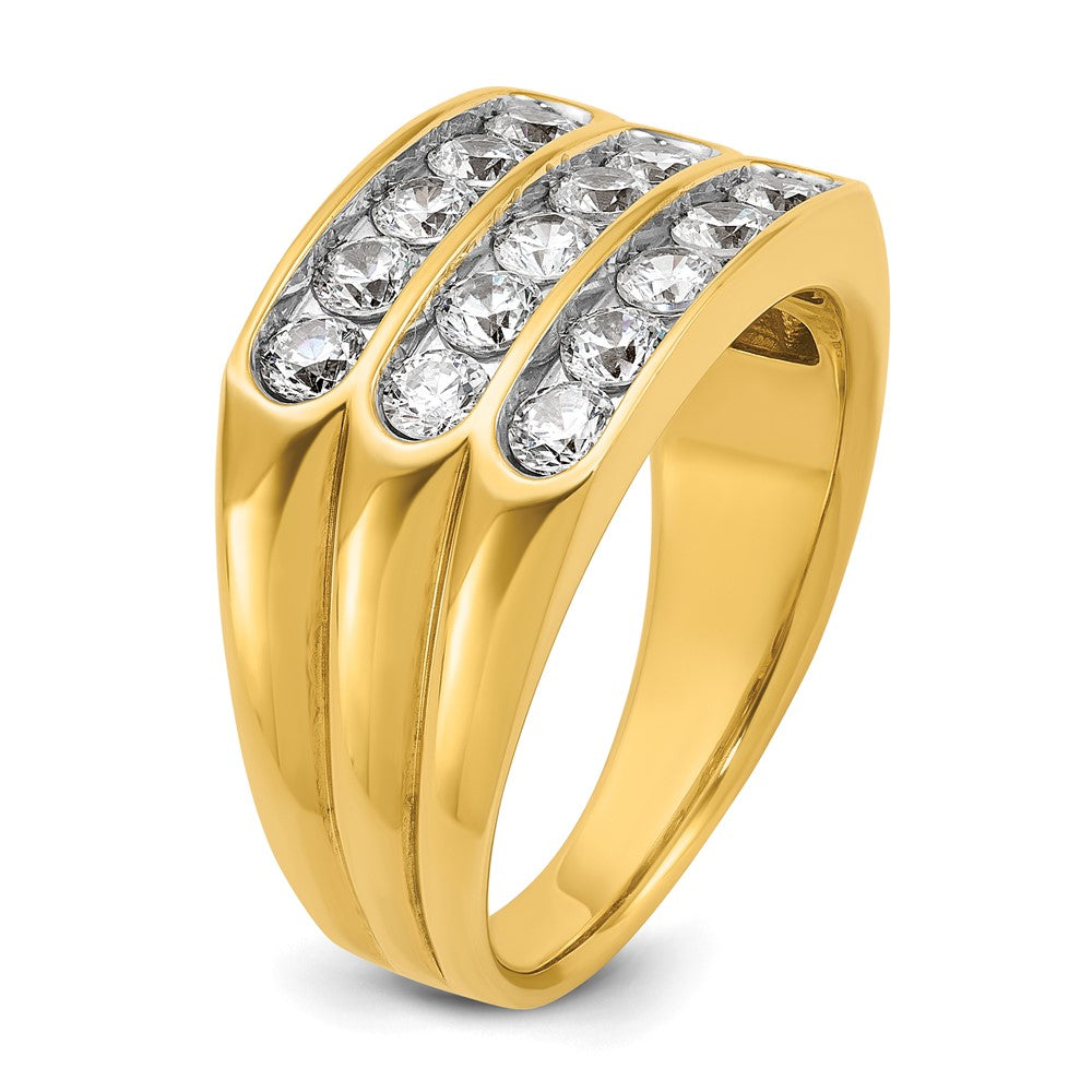 14k 1 5/8 ct Lab Grown Diamond VS/SI+ G+ 3 Row Men's Ring