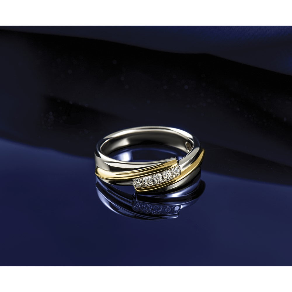 14k Two-tone 1/6ct Lab Grown Diamond VS/SI+ G+ Comp Men's 5 Stone Ring