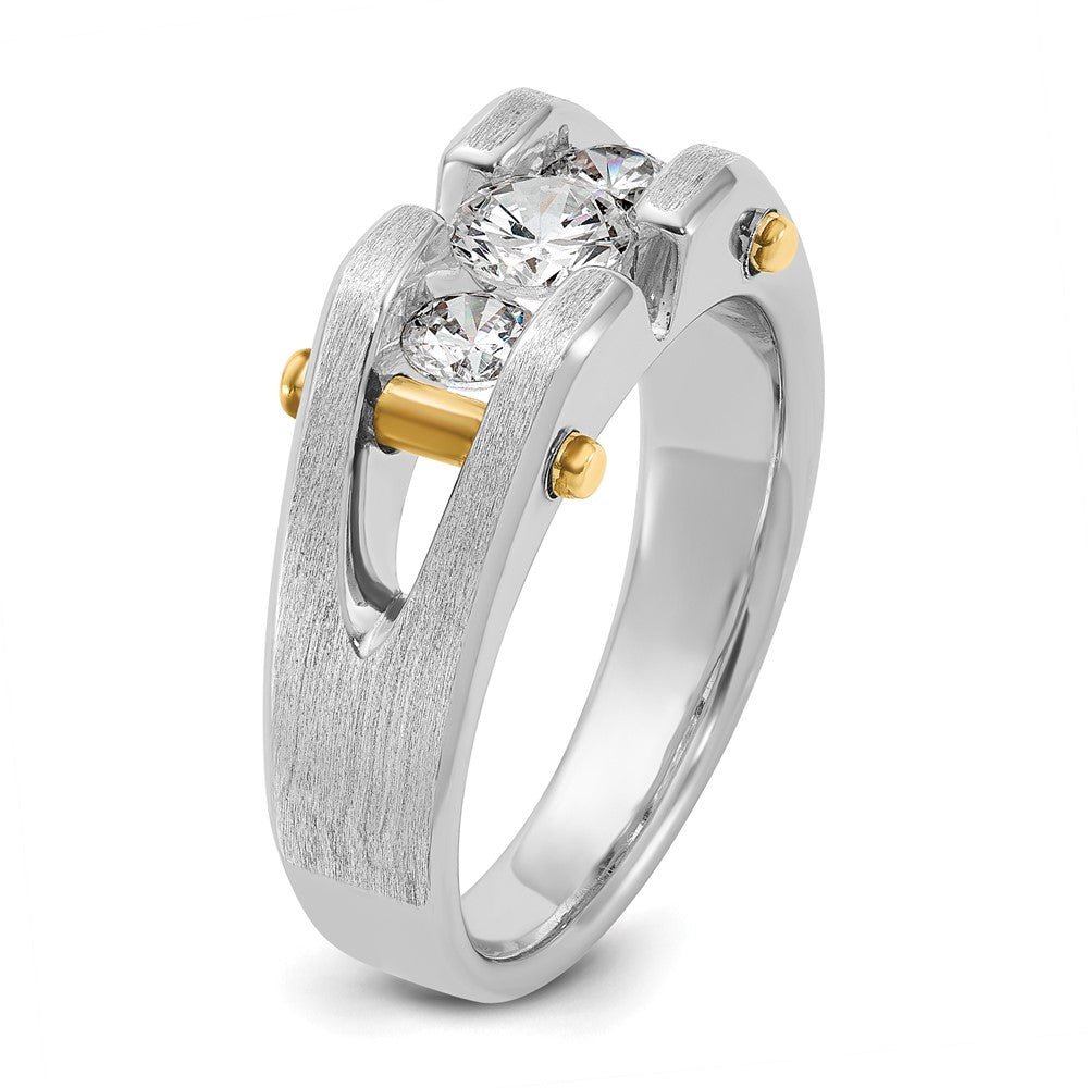 14k Two-tone 3/4 ct Lab Grown Diamond VS/SI+ G+ 3 Stone Comp Men's Ring