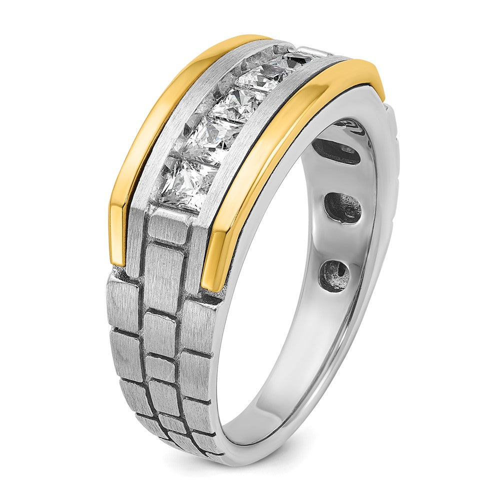14k Two-tone 1 ct Lab Grown Diamond VS/SI+ G+ 5 Stone Complete Men's Ring