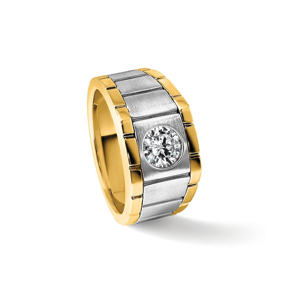 14k Two-tone 1 ct Lab Grown Diamond VS+ F+ Complete Men's Ring