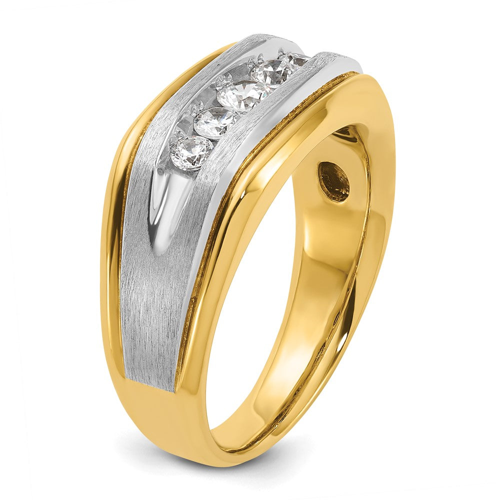 14k Two-tone 1/2 ct Lab Grown Diamond VS/SI+ G+ 5 Stone Comp Men's Ring