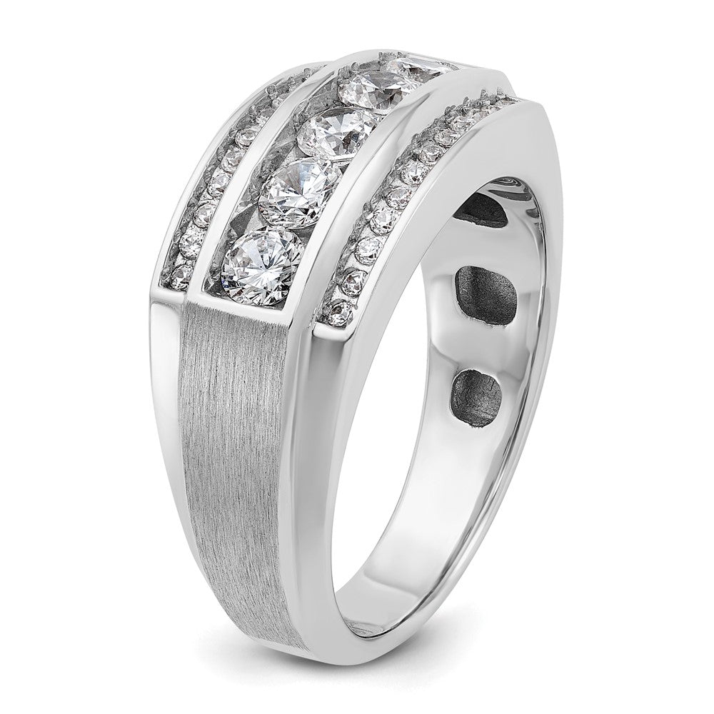 14k White Gold 1 1/5 ct Lab Grown Diamond VS/SI+ G+ 3 Row Men's Ring