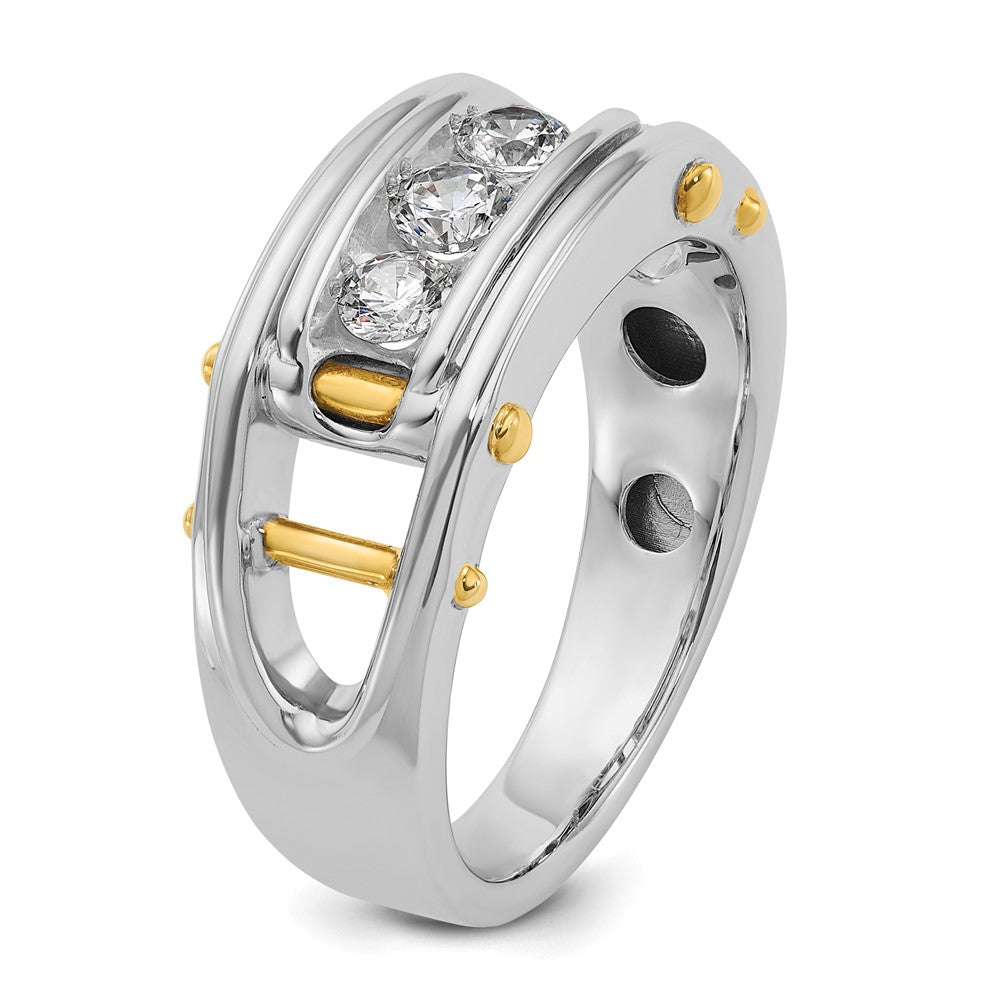 14k Two-tone 1/2 ct Lab Grown Diamond VS/SI+ G+ 3 Stone Comp Men's Ring