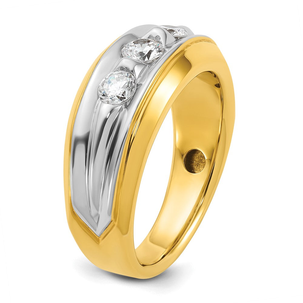 14k Two-tone 3/4 ct Lab Grown Diamond VS/SI+ G+ 3 Stone Comp Men's Ring